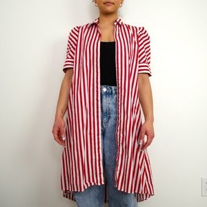 ZARA Circus Stripe Button-up Shirt Dress | Size Small | Red&White